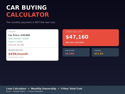 Car Buying Calculator Spreadsheet | Auto Loan Payment | Total Cost of Ownership | Car Budget | Vehicle Buying | Excel Google Sheets - Etsy