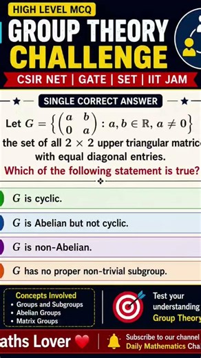 Q48 @mathslover2023 Group Theory Challenge 🔥|Can You Solve This Group Theory MCQ?