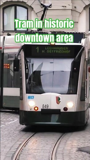 Tram in historic downtown area #tram #travel #history #train