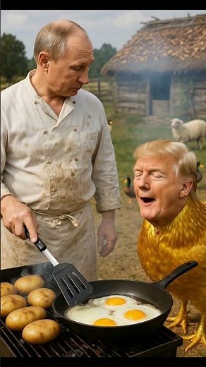 Putin Fries, Trump Glares 🍳 #trump #funny #viralshorts
