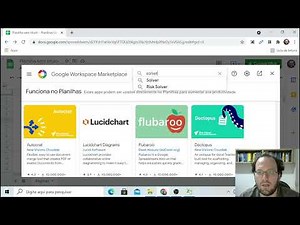Ativação do Solver do Excel. Uso do Solver no Google Planilhas (Sheets)