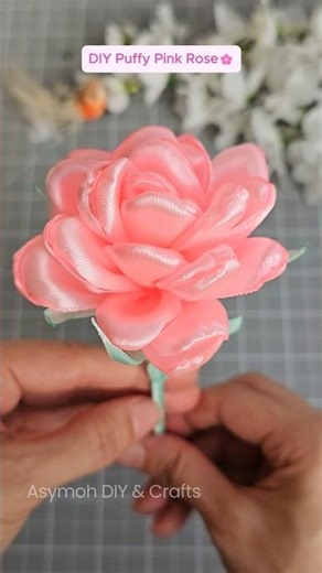 How to Make an Aesthetic Ribbon Rose | DIY Ribbon Rose Tutorial🌹#rose #diy #shorts