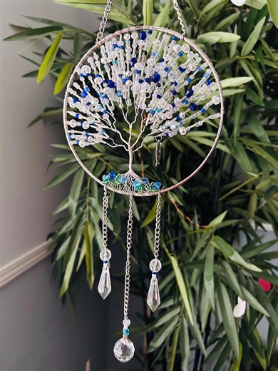 Beaded Tree of Life Suncatcher, Crystal Prism Decor - Etsy