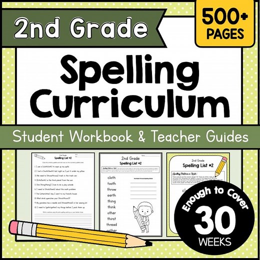 2nd Grade Spelling Curriculum: 30-week Homeschool Worksheets (PDF Pattern) - Etsy