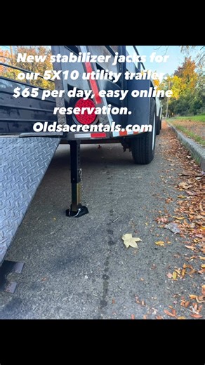 New telescoping stabilizer jacks for our 5X10 utility trailer. $65 per day. Reserve at oldsacrentals.com #sacramentorentals #trailerrental #MovingTrailer #utilitytrailer | Old Sac Rentals