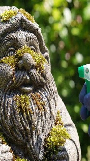 ASMR Mossy Gnome Restoration: Garden Statue Cleaning 🧼✨