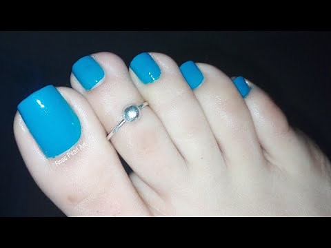 Beautiful Warm Blue Nail polish on My Long Toe Nails- Pedicure at Home Tutorial | Rose Pearl