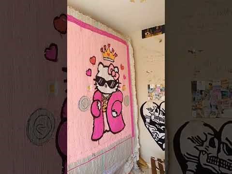 Carpet making a custom Hello kitty carpet using a tufting gun #hellolitty #hellokittycarpet #tufting