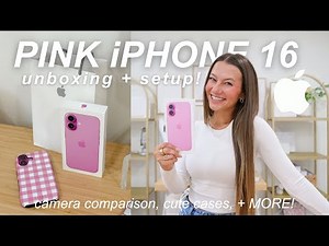 iPHONE 16 UNBOXING, CUSTOMIZATION, + SETUP! (pink! camera test, accessories, + more!) 🩷