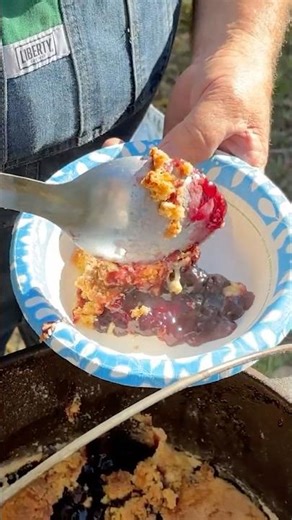 Eating Blueberry Cobbler!