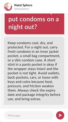 Where should you put condoms on a night out?