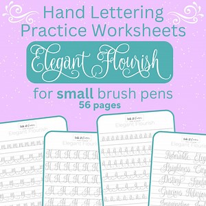 Hand Lettering Practice Worksheets | Flourished Handlettering | Flourish Calligraphy | Handwriting Practice | Small Brush Pen - Etsy Canada