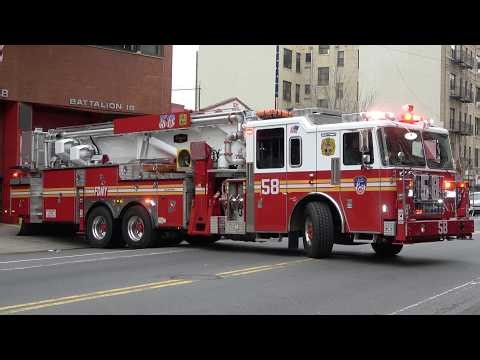 FDNY Engine 45, *NEW* Tower Ladder 58, & Battalion 18 (Trial Vehicle) Responding