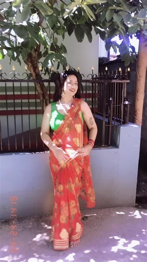 Traditional Indian Saree Dance Performance in Outdoor Setting