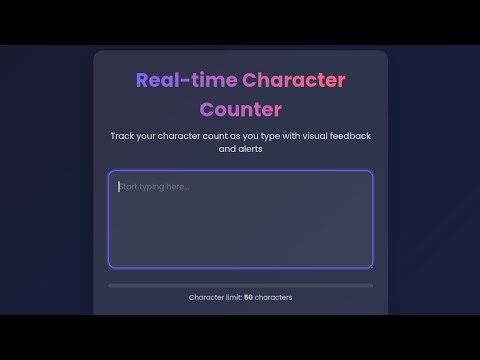 Real-Time Character Counter Project | HTML CSS JavaScript | Mini JavaScript Project for Beginners
