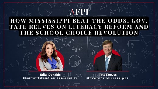 2.7K views · 18 reactions |  Mississippi is proving bold education reform works. Governor Tate Reeves joins Erika Donalds to explain how a decade of conservative policy—from phonics instruction to school choice—is transforming literacy and lives across the state. This isn’t a “miracle.” It’s leadership. It’s America First in action.  Watch now and see what other states can learn from Mississippi’s education revolution.  | America First Policy Institute | Facebook