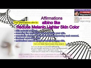 Affirmations pale white skin subliminal albino like skin melanin removal subliminal
