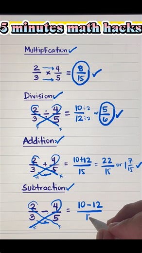 1.4M views · 10K reactions | Basic Math Review: 5-minutes fraction hacks #mathreview #simplemath | Mathematics Tutorial | Facebook