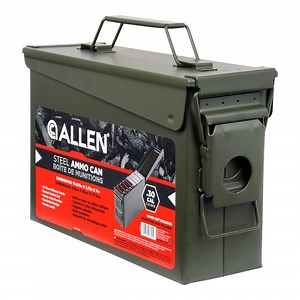 Allen Company Classic Steel Ammo Box - Large, Lockable, And Waterproof Ammo Storage For .30 Cal. - Shooting Accessories - Army Green Metal Container
