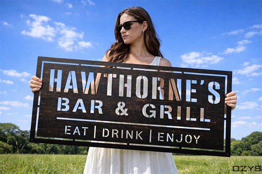 Custom Bar and Grill Sign, Personalized Metal Outdoor Bar, Man Cave Decor, Patio Pub - Etsy
