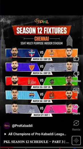 PKL 2025 Full Schedule