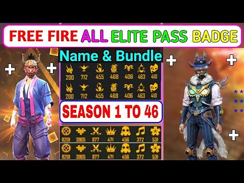 Free Fire All Elite Pass Badge✓ & Bundle || SEASON 1 To 46 || All Elite Pass Name Logo And Bundle