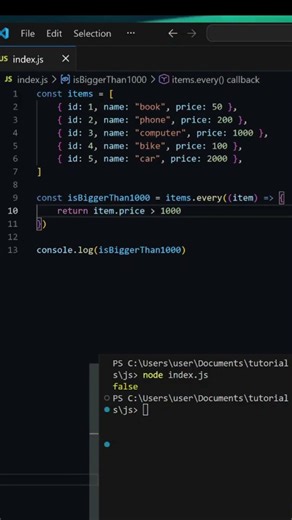 🔥How to use Every() Method in JavaScript #javascript #coding #javascriptinterview #shorts