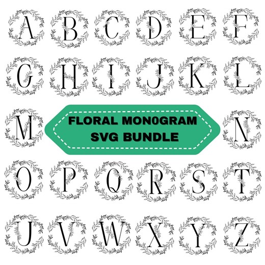 Floral Monogram SVG Bundle:flower Letters A-z,initial Monogram,flourish Alphabet Clipart,digital File(instant Download) - Etsy