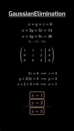 Gaussian Elimination Method Explained | Solve Linear Equations Fast | Matrix Method #maths #ytshorts