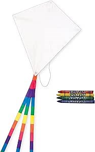 In the Breeze Coloring Diamond 20 Inch Kite - Single Line - Ripstop Fabric Kite - Includes Crayons, Kite Line and Bag - Creative Fun for Kids and Adults,3074
