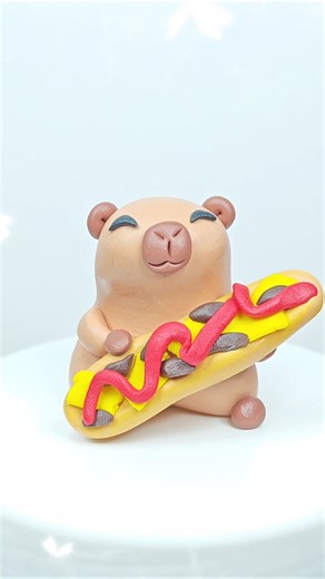 Capybara with Casserole #clayall #creativeclayideas #cake #skulpture #capibara #polymerclay #clay