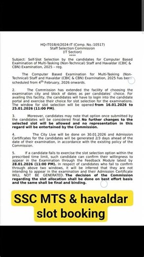 ssc mts slot booking 2026 SSC MTS and havaldar slot booking #ssc