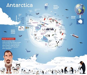 Antarctica Map Poster, Roald Amundsen Explorations - Etsy UK