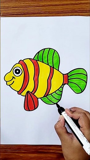 How to Draw a fish for Kids 🐠 | Simple Art | Easy Drawing for 5 Year Olds #shorts #youtubekids