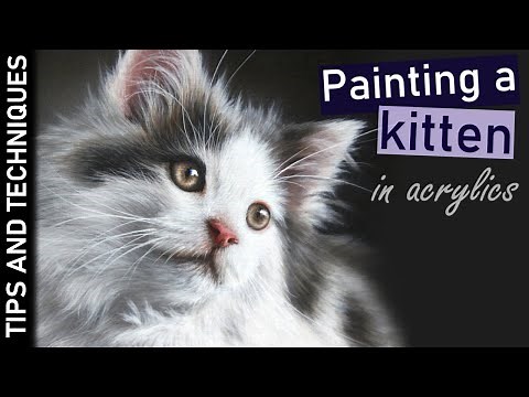 How to paint a kitten in acrylics | Painting realistic fur