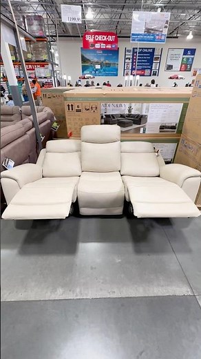 Costco NEW Leather Power Reclining Sofa (Power Headrests!) $1,199.99 #costcofinds #sofa