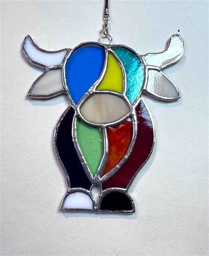 Stained Glass Highland Cow Suncatcher – Handmade Whale Window Hanging — Home Decoration - Etsy