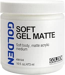 GOLDEN Soft Gel Matte, 16 fl. oz. Jar, Professional Acrylic Gel Medium, Semi-Transparent