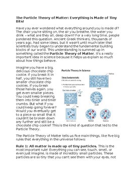 Particle Theory - Middle School Science Reading Worksheet - 100% Editable