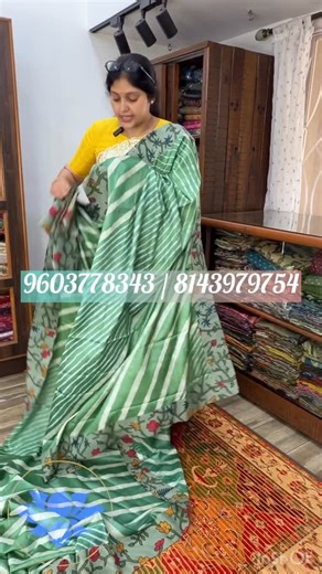 BlueLotus™ Jyostna Rao on Instagram: "BlueLotus Exclusive Saree 1 : Pure silk Georgette with hand Knottedbandini garchola saree! Price : 26000 Saree 2 : Hand tied lehariya on pure silk tussar with penkalamkari borders, facing and blouse piece. Price : 15000 *BOOKED* Saree 3 : Pure gajji silk garchola saree with handblock printed Ajrakh. Price : 15000 Please DM us for booking. Or mssg us on 9603778343 / 8143979754 As these are handmade sarees any variations in the design is considered as the uniq