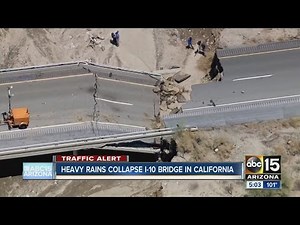 Heavy rains collapse I-10 bridge in California