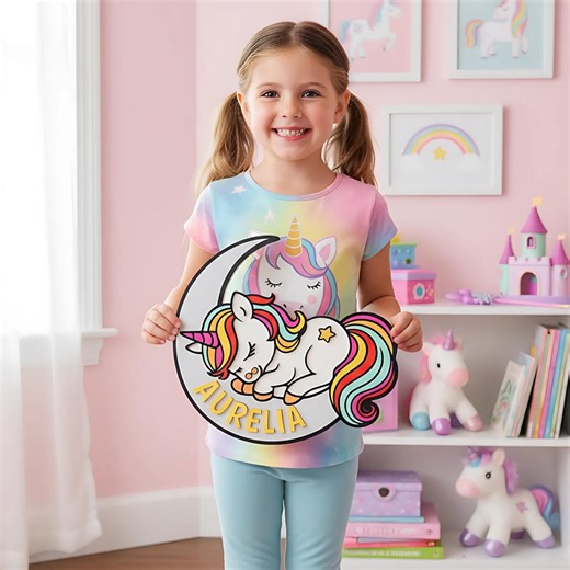 Sleeping Unicorn Wall Hanging - Handmade Wooden Nursery Art - Magical Kids Decor - Etsy