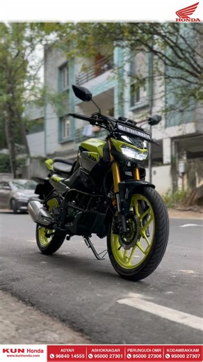 Redefine the Urban Pulse: The Honda CB125. Experience the perfect intersection of sophisticated engineering and raw street appeal. Designed for the professional who demands both style and substance, the Honda CB125 commands attention with its striking neon accents, gold-finished USD forks, and an intuitive digital cockpit. Whether navigating the heart of Chennai or cruising the OMR, this is more than a commute - it’s a statement of precision. Visit KUN Honda to claim your ride. 📍 Available at A