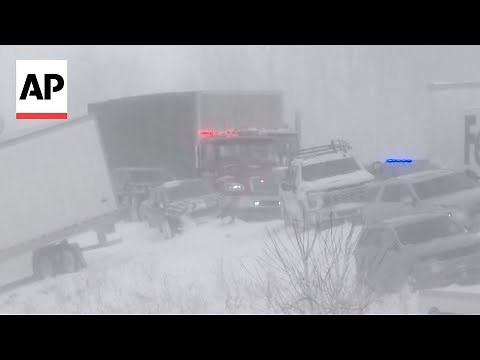 100 vehicles crash or slide off the interstate during snowstorm in Michigan