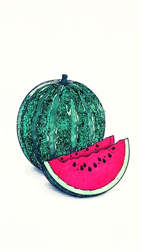 Sweet Watermelon Easy Drawing |Diamond Art#fruit #watermelon ##watercolor #shorts #trend #fruitsname