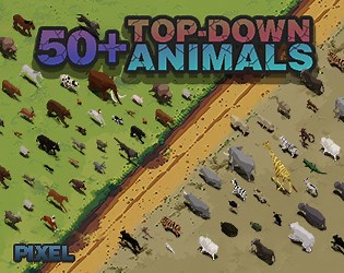 Animals mega pack! 8-Directional Animated - Over 50 Top-Down pixel 2D Animals by SmallScaleInt