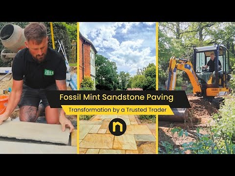 Watch Expert Landscapers Craft an Exquisite Patio with Fossil Mint Sandstone!