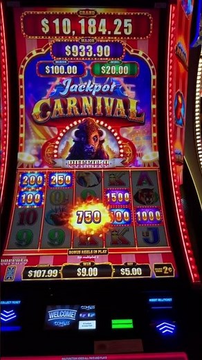 New Slot Machine Jackpot Carnival Buffalo! $5 bet #slotmachines