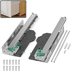 SIGOE 12 Inch Push to Open and Soft Close Dual Function Linkage Drawer Slide Full Extension Drawer Slides Concealed 100 lb Load Capacity 1 Pair(Push Open & Soft Close No Rear Bracket, 12 Inch)