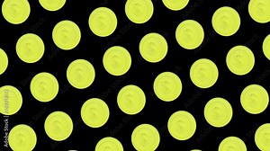 Array Golden Dollars Coins Animation, on Alpha Channel, Loop